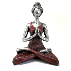 Yoga Lady Szobrocska -  Ezüst & Bordó 24cm