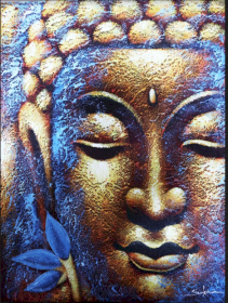 Buddha Festmény - Arany Arc & Lótusz Virág