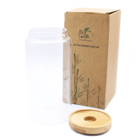 Üveg Tárolóedény Bambusz Fedővel - 25cm