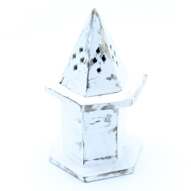 4x Fehér Súrolt Füstölő Állvány - Piramis