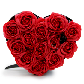 Szappanvirágok Ajándékcsomagolásban- 13 Piros Rózsa- Szív