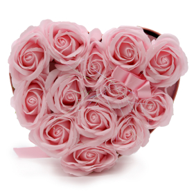 Szappanvirágok Ajándékcsomagolásban- 13 Rózsaszín Rózsa- Szív