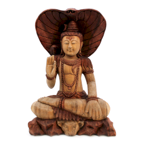 Kézműves Buddha Szobor - Shiva Kobrával - 50cm