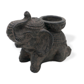 Elefánt Füstölő Állvány & Gyertyatartó (fekete antik)