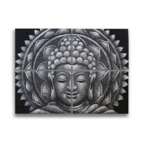Szürke Buddha Mandala - Brokát Részlet 30x40cm x 4