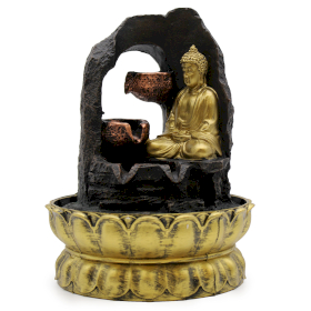 Szoba Szökőkút - 30cm - Arany Meditáló Buddha