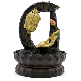 Szoba Szökőkút - 30cm - Arany Buddha és Lotus