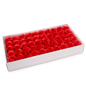 50x Szappanvirágok - Közepes Rózsa - Piros Fekete Peremmel