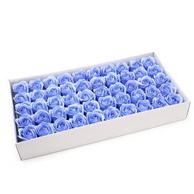 50x Szappanvirágok - Közepes Rózsa - Kék Fekete Peremmel