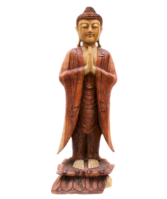 Kézműves Buddha Szobor - 100 cm Üdvözlő-Sérült