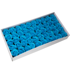 50x Szappanvirágok - Közepes Rózsa - Kék