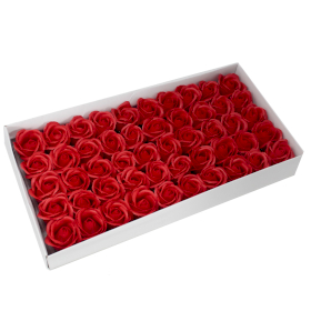50x Szappanvirágok - Közepes Rózsa - Piros