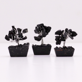12x Mini Drágakő Szerencsefa Orgonit Alapon - Fekete Achát (15 kő)