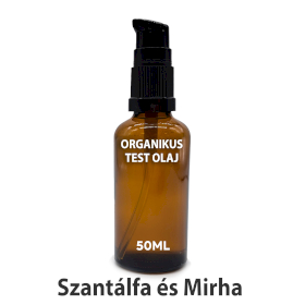 10x Organikus Test Olaj 50ml - Szantálfa és Mirha - címke nélkül