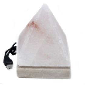 Minőségi USB Fehér Piramis  Sólámpa - 9 cm (színváltós)