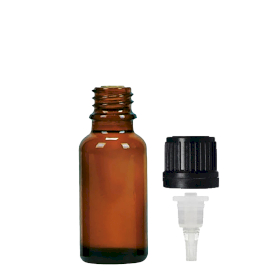 156x 20ml Jantár Üveg Fekete Műanyag Kupakkal