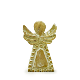 8x Mangófa Angyal - Fehér Súrolt - 13cm