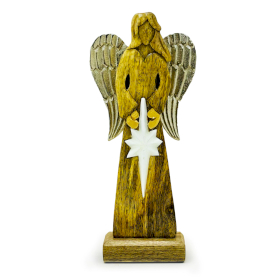 2x Nagy Mangófa Angyal Vas Szárnyakkal - Béke - 30cm