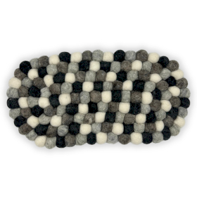 Ovális Filc Golyó Alátét - 38x18cm - Szürke Árnyalatok