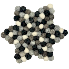 Csillag Filc Golyó Alátét - 27x27x2cm - Szürke Árnyalatok