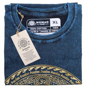 Kővel Mosott Póló, XL méret - Chakra - Kék