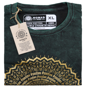 Kővel Mosott Póló, XL méret - Mandala - Zöld
