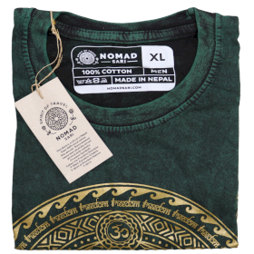 Kővel Mosott Póló, XL méret - Chakra - Zöld