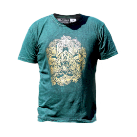 Kővel Mosott Póló, S méret- Hamsa - Zöld