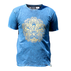 Kővel Mosott Póló, L méret - Hamsa - Kék