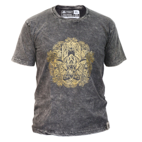 Kővel Mosott Póló, XL méret - Hamsa - Szürke