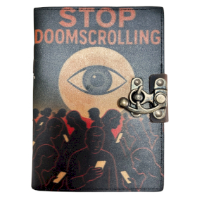 Nyomott bőrkötésű naplós - Stop doom scrolling- 200 oldal