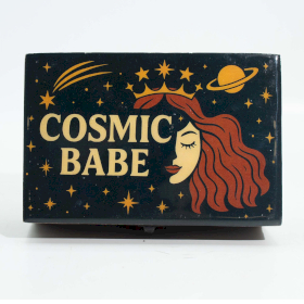 Közepes Színes Bevonatú Fa Doboz  - Cosmic Babe