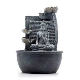 Szoba Szökőkút - 19x19x28cm - Buddha, lótusz és vízesés
