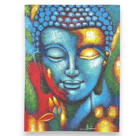 Buddha Festmény - Kék és Arany Virág 75X55cm