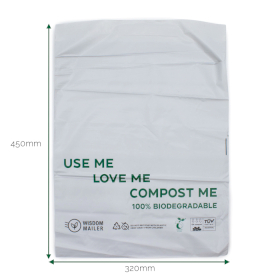 100x 100% Biológiailag Lebomló Csomagküldő Tasak (320x450mm)